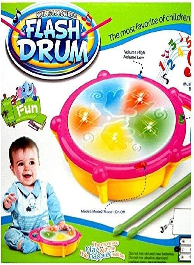 Caltero Flash Drum with Sticks - Pink and Yellow - Image 4